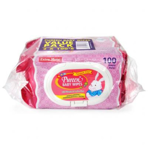 PUREEN BWC2100 BABY WIPES PINK 100'Sx2