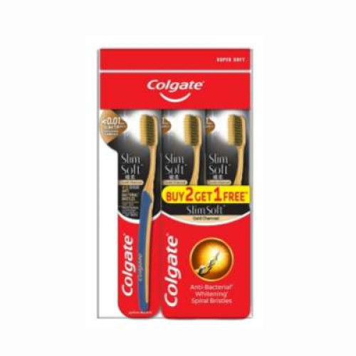 COLGATE SLIM SOFT CHARCOAL GOLD 3'S