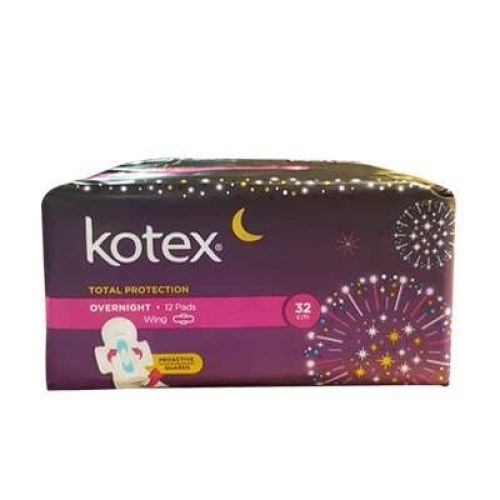 KOTEX OVERNIGHT PAG WING 32CM 12S