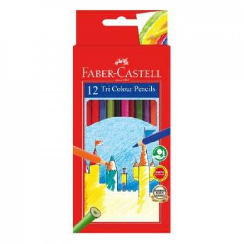 TRI COLOUR PENCILS - CARDBOARD BOX - 12